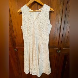 Cream colored V neck dress